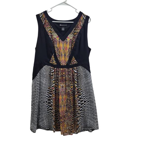 Lane Bryant Dresses & Skirts - Lane Bryant Size 20 Black Gold Midi Shear With Lining Dress 3525-1078